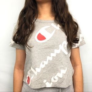 Short Sleeve Gray Champion Sweat Top